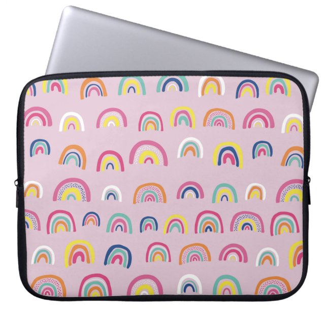 Schroze regenboogpatroon laptop sleeve (Voorkant)
