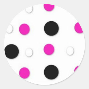Schtikkers van zwarte/roze/witte pokadots ronde sticker