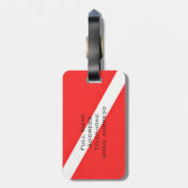 SCHUBA DIVER, DIEPT IN DIEPE WATEREN. SCUBA BAGAGELABEL (Achterkant verticaal)