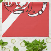 SCHUBA DIVER HELMET RED WHITE DIVERS FLAG GIFT THEEDOEK (Gevouwen)