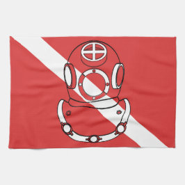 SCHUBA DIVER HELMET RED WHITE DIVERS FLAG GIFT THEEDOEK