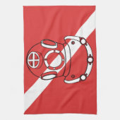SCHUBA DIVER HELMET RED WHITE DIVERS FLAG GIFT THEEDOEK (Verticaal)