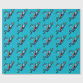SCHUBA DIVER SWIMMING MET SHARKS EN TURTLE WRAPPI CADEAUPAPIER (Vlak)