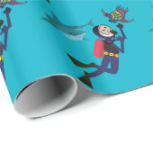 SCHUBA DIVER SWIMMING MET SHARKS EN TURTLE WRAPPI CADEAUPAPIER (Rol Hoek)