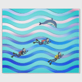 SCHUBA-DIVERS MET NITROX TANK EN DOLPHIN CADEAUPAPIER (Vlak)