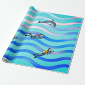 SCHUBA-DIVERS MET NITROX TANK EN DOLPHIN CADEAUPAPIER (Uitgerold)