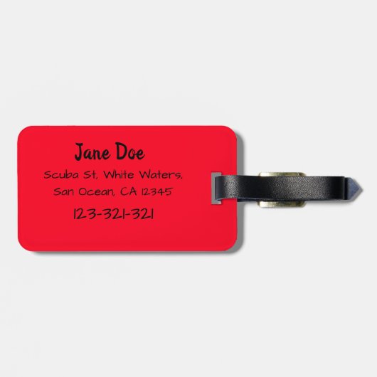 SCHUBA VLAG. RED SCUBA FLAG BAGAGELABEL (Achterkant horizontaal)