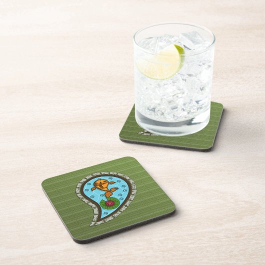 Schubben de Goudvis Kurk Onderzetter (Rechterzijde)