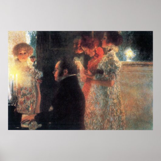 Schubert bij de piano door Gustav Klimt Poster (Voorkant)