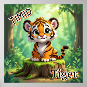 schuchtere tijger Schattigee Cartoon Kind Nurser Poster