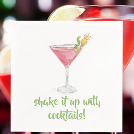Schud het los met Cocktails Waterverf Cosmopolitan Servet