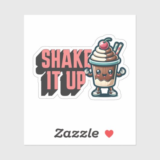 Schud het op chocolade milkshake woordspeling sticker (Vel)