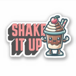 Schud het op chocolade milkshake woordspeling sticker