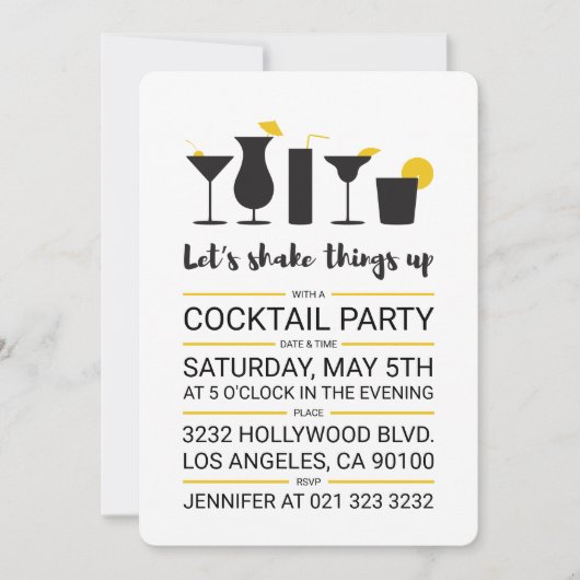 Schud het op Cocktail Party Kaart (Voorkant)