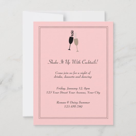Schud het op met uitnodiging van Cocktails Party (Achterkant)
