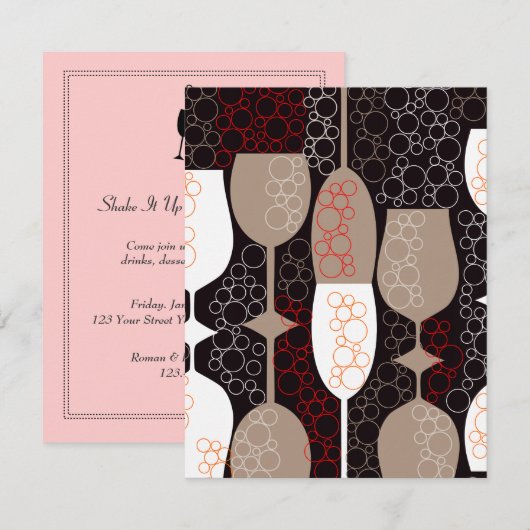 Schud het op met uitnodiging van Cocktails Party (Voorkant / Achterkant)