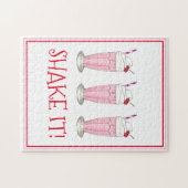 Schud het! Roze aardbei Ice Cream Milkshake Legpuzzel (Horizontaal)