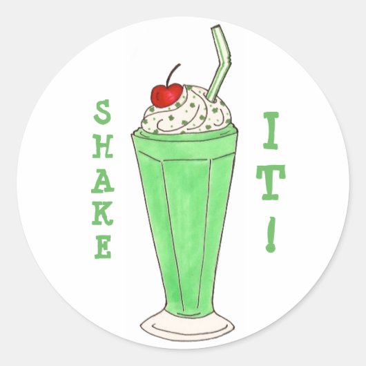 Schud het Sint Patrick's Day Milkshake Green Shamr Ronde Sticker (Voorkant)
