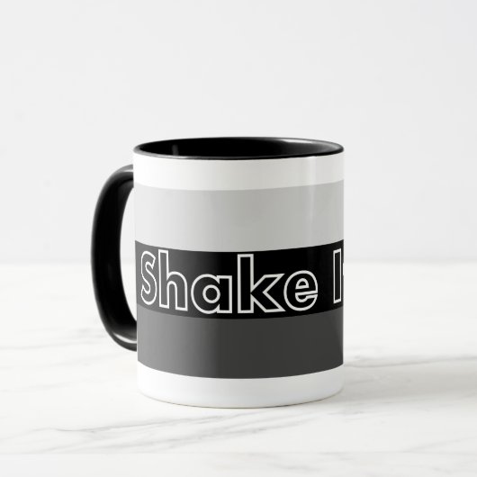 Schud het uit de gestripte Mok - zwart (Voorkant links)