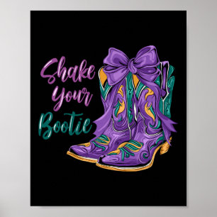 Schud je Bootie Mardi Gras Cowboy Boot Mardi Gra Poster