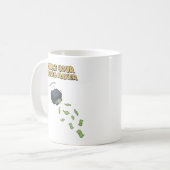 Schud je geld. koffiemok (Voorkant links)
