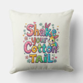 Schud je katoenen staart Happy Pasen Seizoen Kussen (Achterkant)