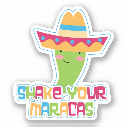 Schud je Maracas Mexican Pepper Contour Sticker (Voorkant)
