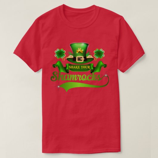 Schud je Shamrocks St Patricks Day FourLeaf Clov T-shirt (Design voorkant)