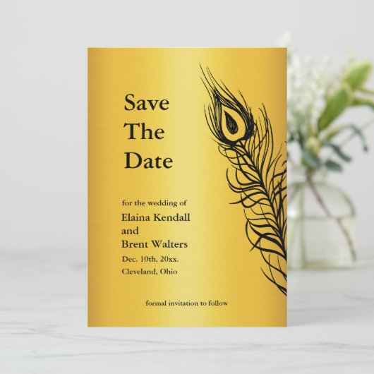 Schud je staartoppersen Sparen het Datumgoud Save The Date (Staand voorkant)