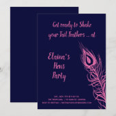 Schud je Staartveren Hen Party fuchsia & marinebla Kaart (Voorkant / Achterkant)