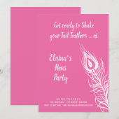 Schud je staartveren Hen Party roze Kaart (Voorkant / Achterkant)