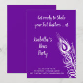 Schud je Staartveren Kippenfeest (paars) Kaart (Voorkant / Achterkant)