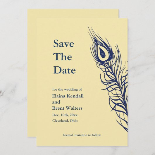 Schud je staartveren Sparen de Datum geel Save The Date (Voorkant / Achterkant)