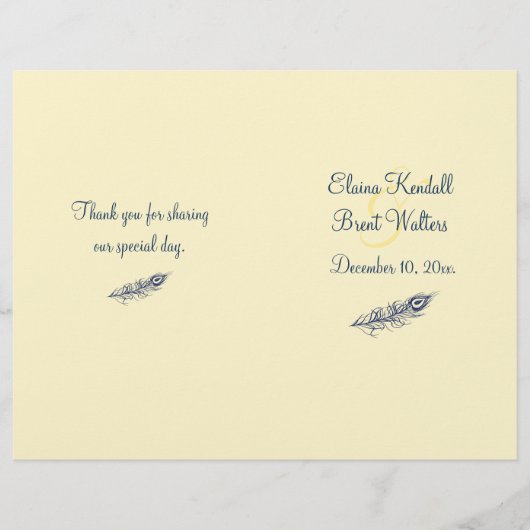 Schud je Til Feathers Wedding Programme (Voorkant)