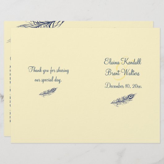 Schud je Til Feathers Wedding Programme (Voorkant / Achterkant)