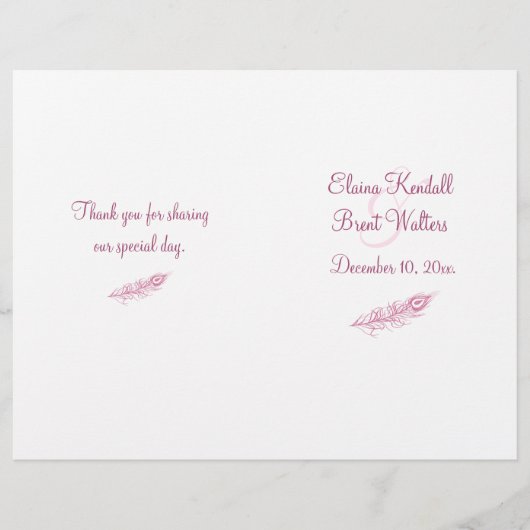 Schud je Til Feathers Wedding Programme (Voorkant)