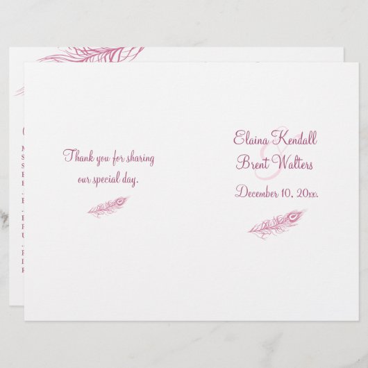 Schud je Til Feathers Wedding Programme (Voorkant / Achterkant)