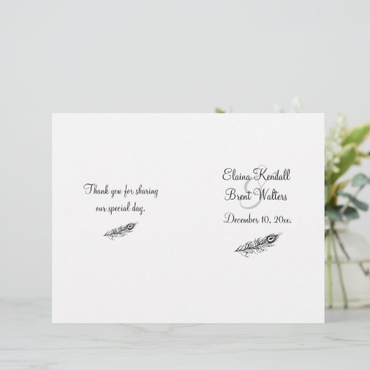 Schud je Til Feathers Wedding Programme (Staand voorkant)