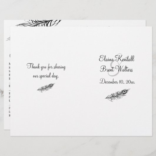 Schud je Til Feathers Wedding Programme (Voorkant / Achterkant)