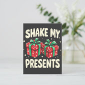 Schud mijn Cadeaus Grappig Kerstcadeau Briefkaart (Staand voorkant)
