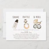 Schud Rattle & Roll Boho Drive-by Baby shower Kaart (Voorkant)