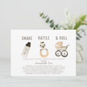 Schud Rattle & Roll Boho Drive-by Baby shower Kaart (Staand voorkant)