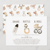 Schud Rattle & Roll Boho Drive-by Baby shower Kaart (Voorkant / Achterkant)