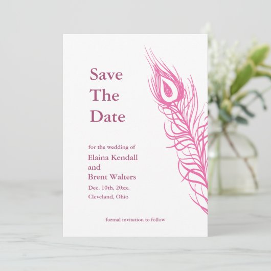 Schud uw staartoppervlakken met de datum 2 (fuchsi save the date (Staand voorkant)