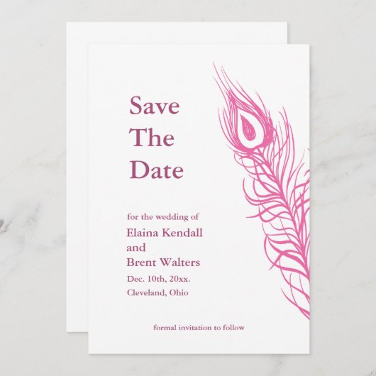 Schud uw staartoppervlakken met de datum 2 (fuchsi save the date (Voorkant / Achterkant)