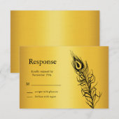 Schud uw staartveren RSVP (goud) Kaartje (Voorkant / Achterkant)