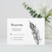 Schud uw staartveren RSVP (wit) Kaartje (Staand voorkant)