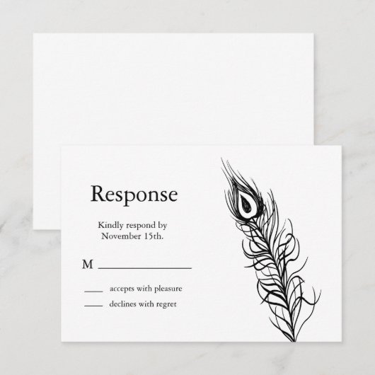 Schud uw staartveren RSVP (wit) Kaartje (Voorkant / Achterkant)