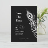 Schud uw staartveren sparen de Datum (zwart) Save The Date (Staand voorkant)