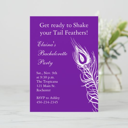 Schud uw Tail Feathers Bachelorette (violet) Kaart (Staand voorkant)